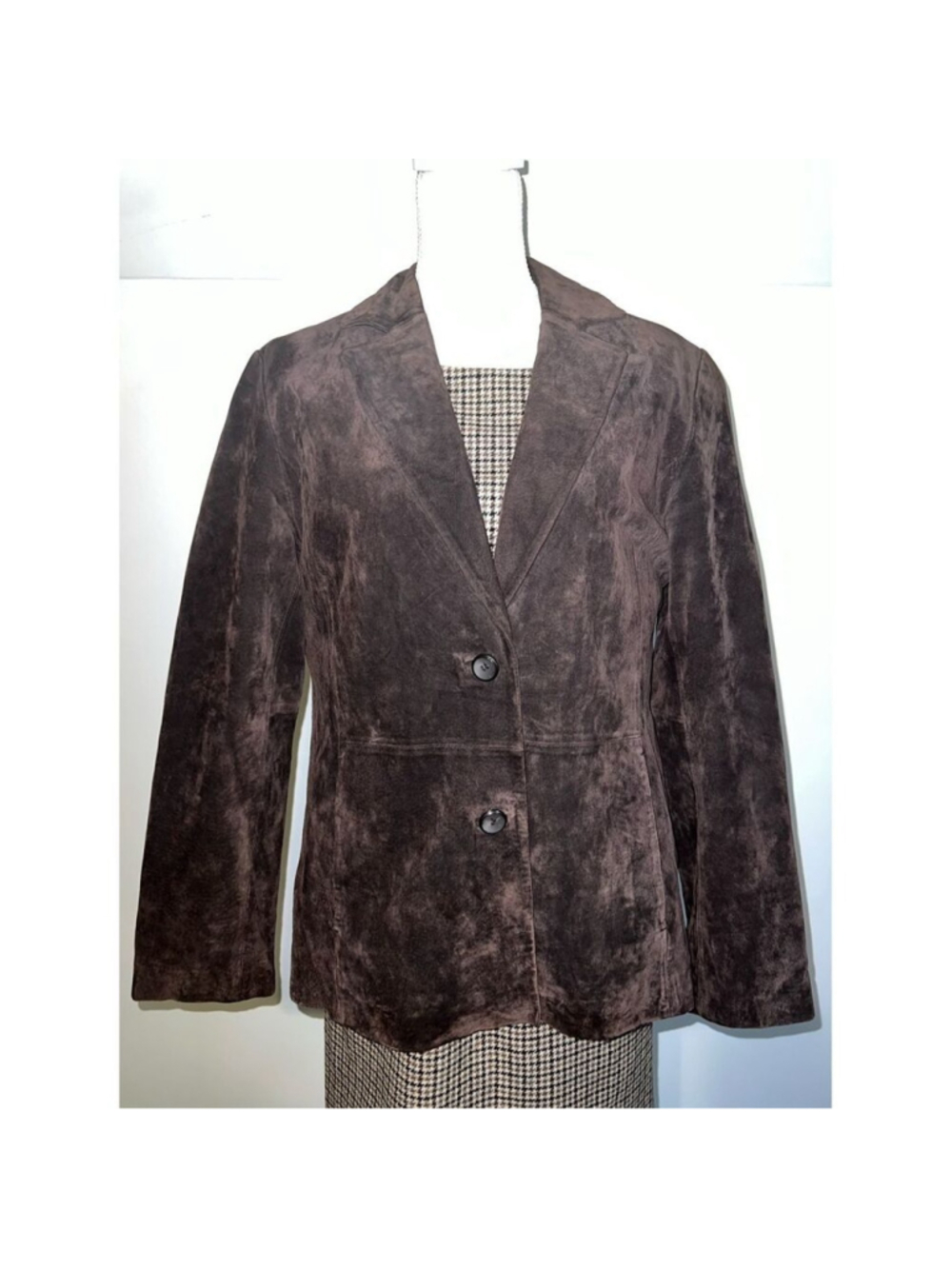 Dark Chocolate Suede 100% Genuine Leather Blazer 10 Espresso